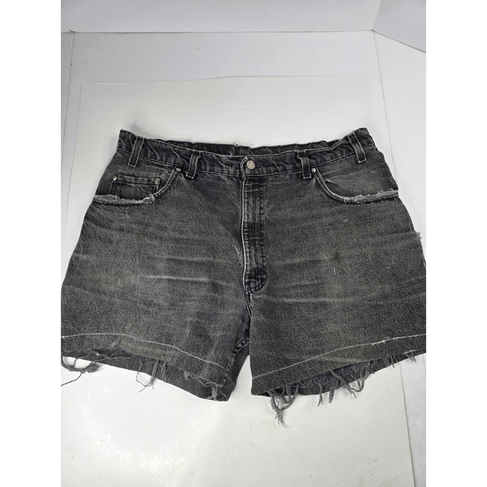 Levi's 545 Black Jean Shorts Vintage Loose 36 Waist Made in USA Orange Tag‎